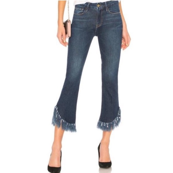 FRAME Le Crop Mini Boot Frayed Jeans Size 29 - Picture 1 of 5